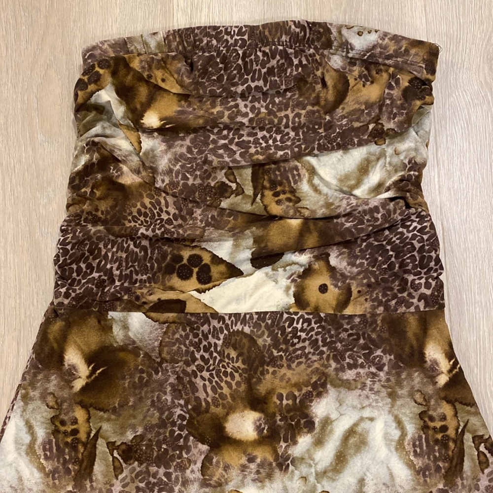 Forever 21 Ruched Straplessβ Cheetah Print Dress Size Small - Picture 3 of 5